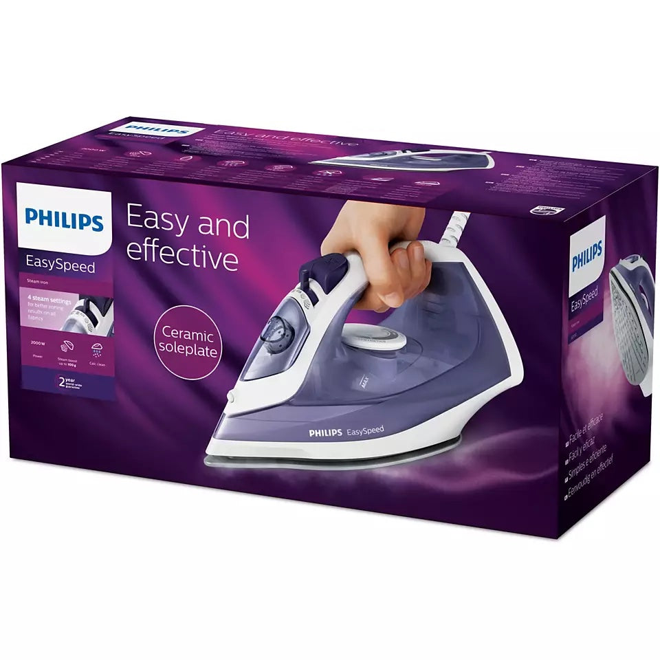 Philips EasySpeed Steam iron GC1752 White Purple