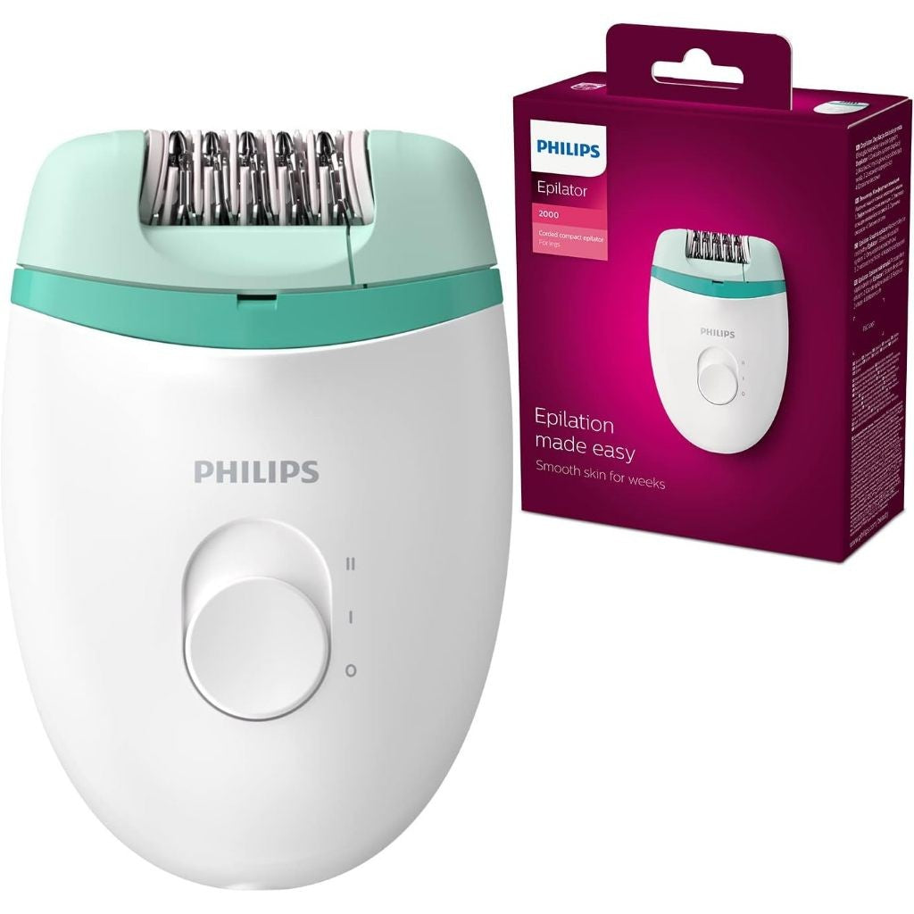 Philips Satinelle Essential Corded compact epilator BRE224 White Green