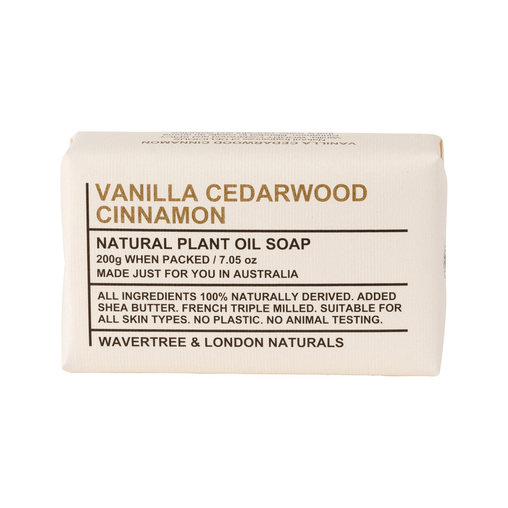 Wavertree & London Vanilla, Cedarwood & Cinnamon Soap Bar - 200g