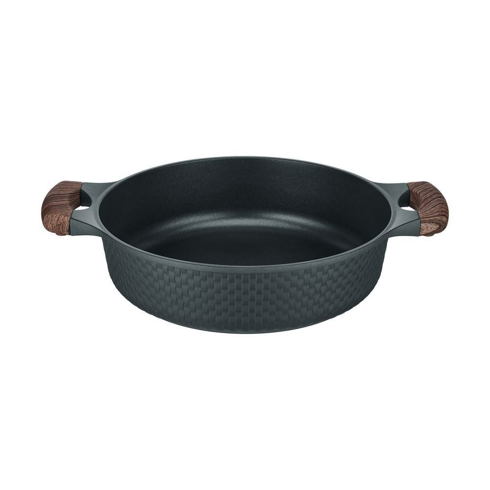 Resto Kitchenware 93906 Ran Black Shallow Pot With Lid Diameter=28CM H=7.9CM 4.1L