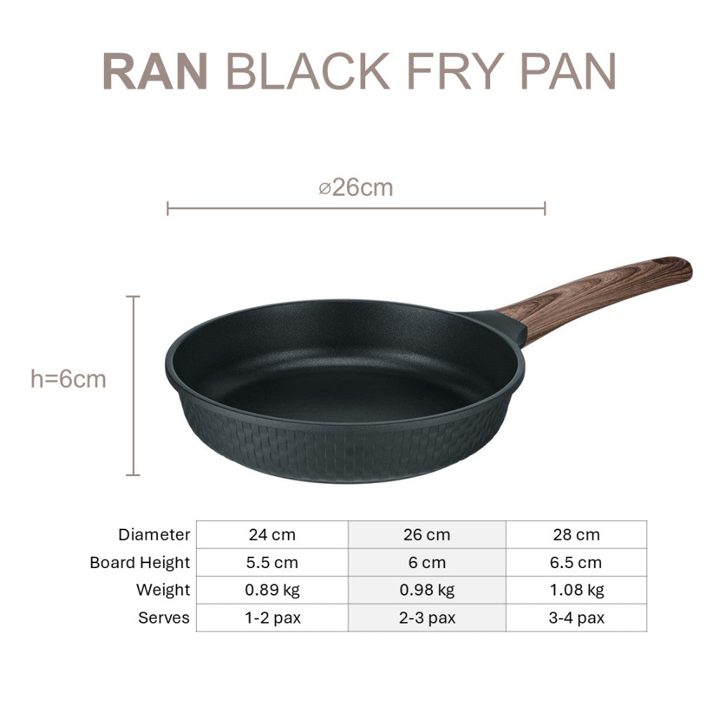 Resto Kitchenware Ran Black Frypan 24cm/26cm/28cm