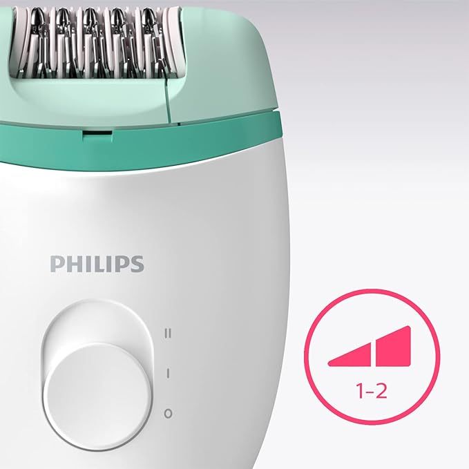Philips Satinelle Essential Corded compact epilator BRE224 White Green