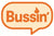 Logo with the word 'Bussin'' in a speech bubble on a white background
