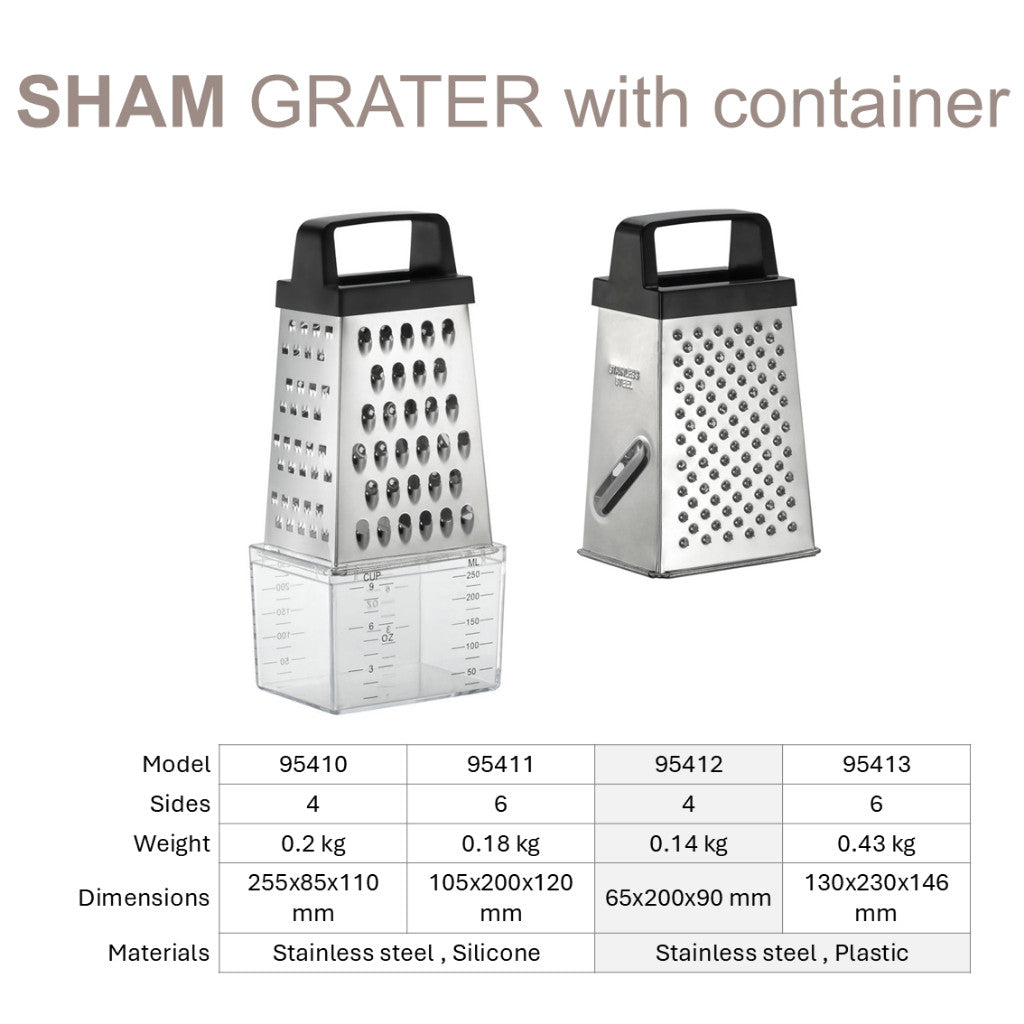 Resto Kitchenware Sham Grater, 4/6 sides with Containers