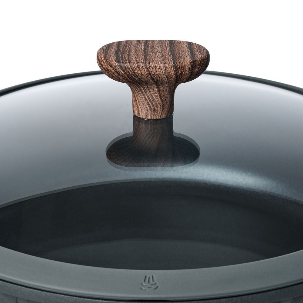 Resto Kitchenware 93906 Ran Black Shallow Pot With Lid Diameter=28CM H=7.9CM 4.1L