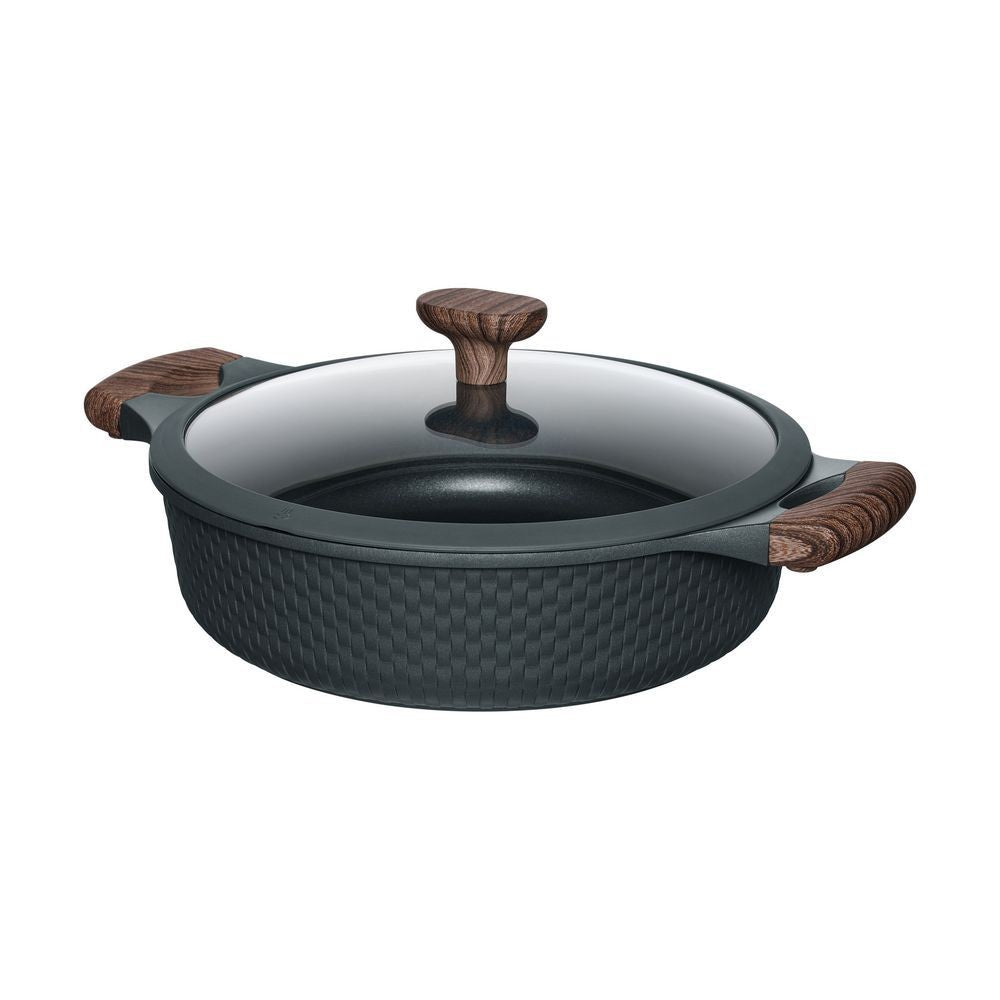 Resto Kitchenware 93906 Ran Black Shallow Pot With Lid Diameter=28CM H=7.9CM 4.1L