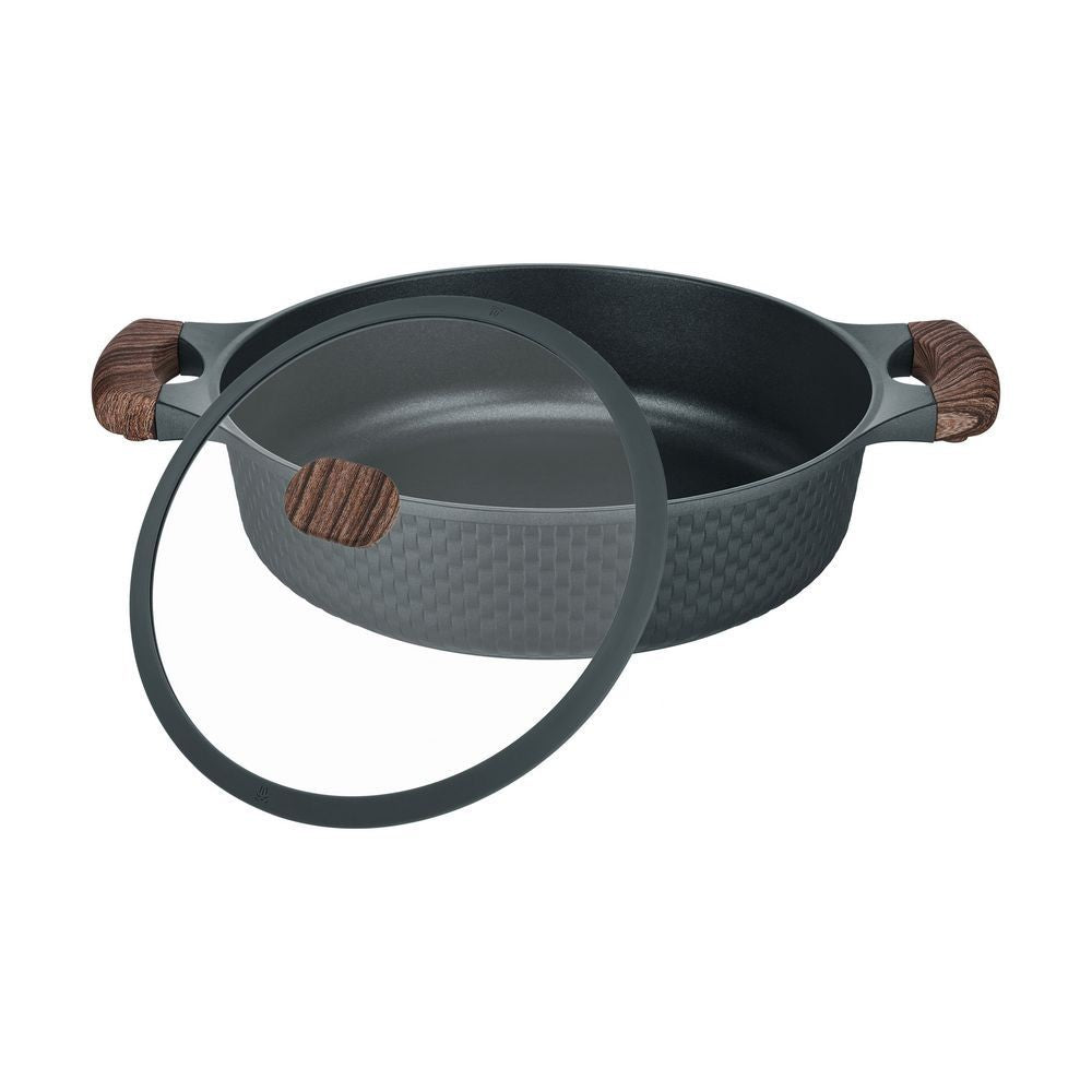 Resto Kitchenware 93906 Ran Black Shallow Pot With Lid Diameter=28CM H=7.9CM 4.1L