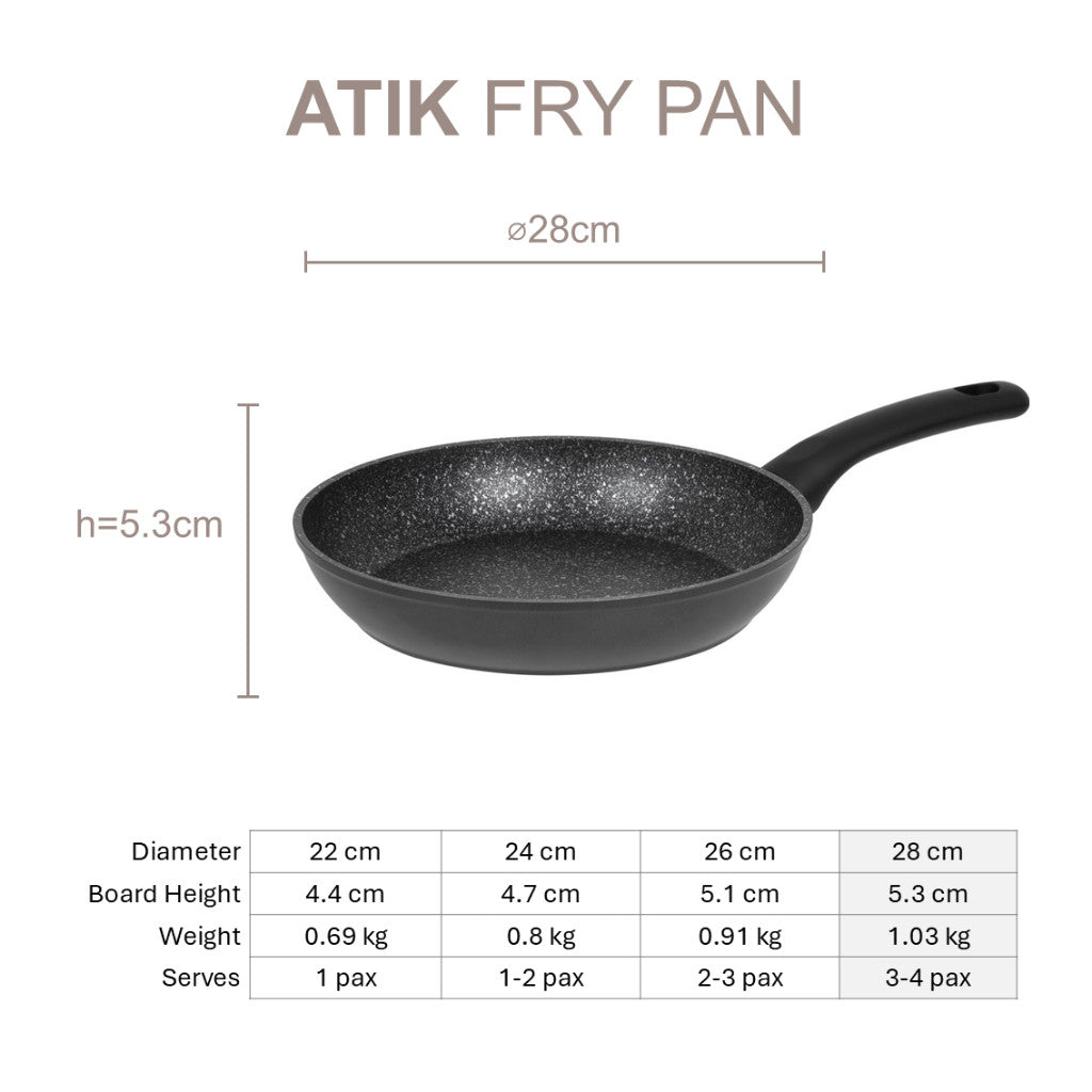 Resto Kitchenware ATIK 93401 Frypan 22cm/24cm/26cm/28cm