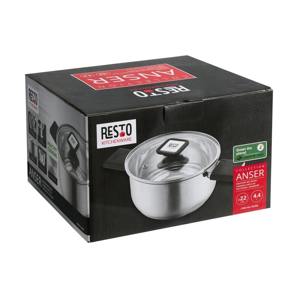 Resto Kitchenware ANSER Casserole with lid Stainless Steel 16/18cm/20cm/22cm/24cm