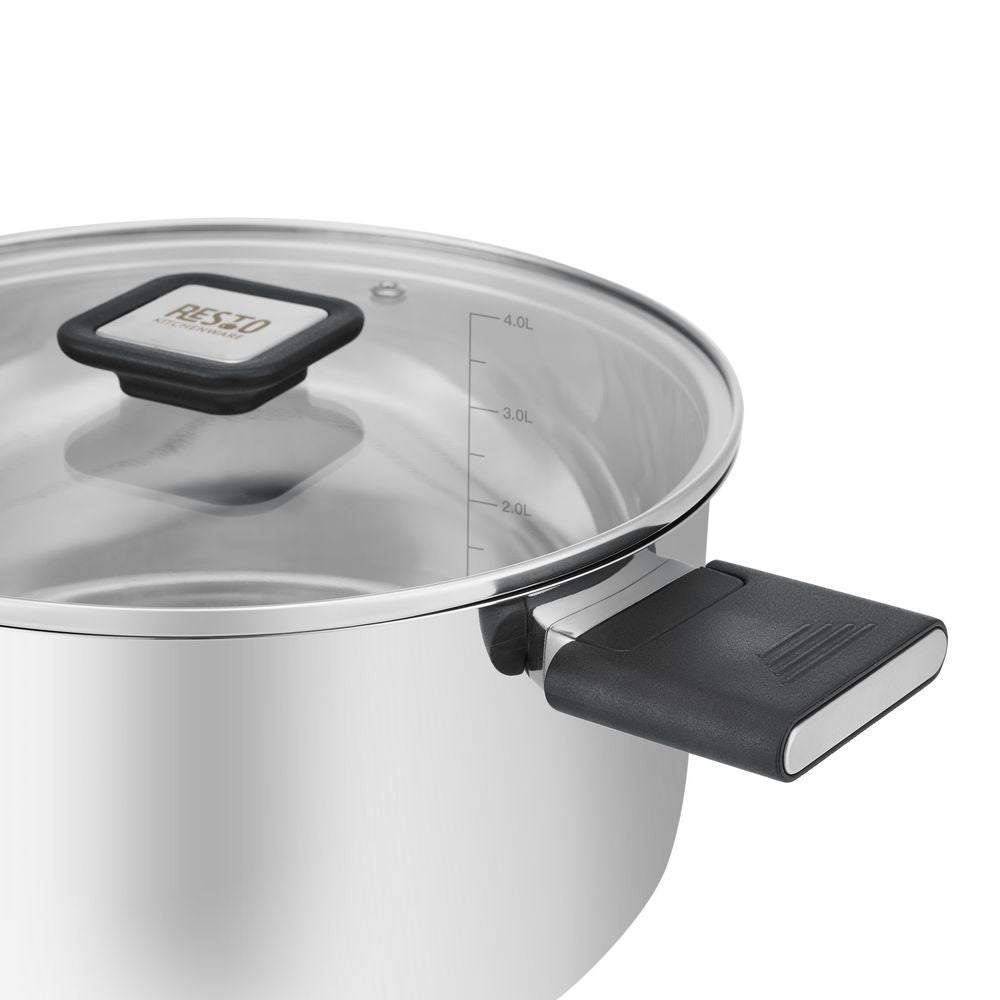 Resto Kitchenware ANSER Casserole with lid Stainless Steel 16/18cm/20cm/22cm/24cm