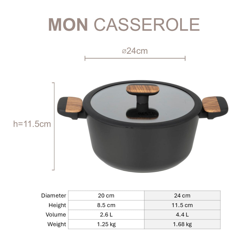 Resto Kitchenware Mon Casserole with lid 2.6L/4.4L
