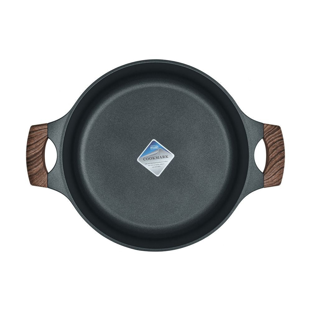 Resto Kitchenware 93906 Ran Black Shallow Pot With Lid Diameter=28CM H=7.9CM 4.1L