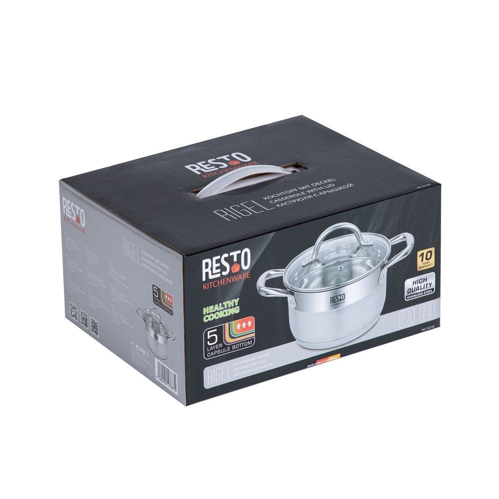 Resto Kitchenware RIGEL Casserole with lid Stainless Steel 16cm/18cm/20cm/24cm
