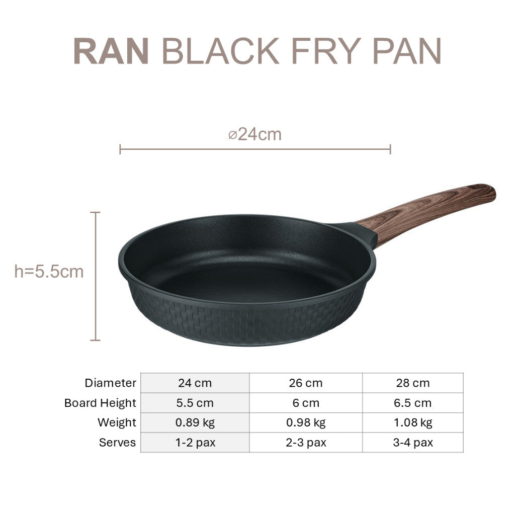 Resto Kitchenware Ran Black Frypan 24cm/26cm/28cm