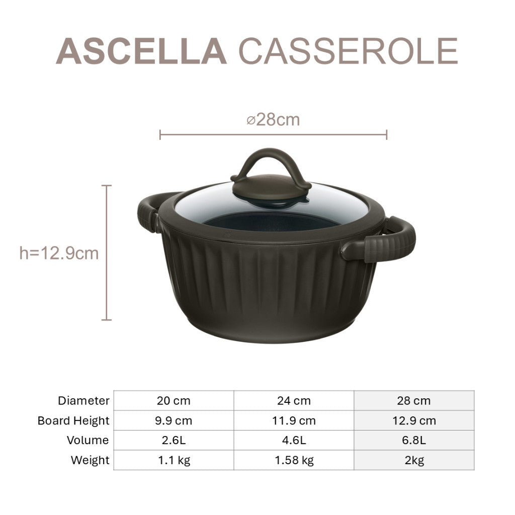 Resto Kitchenware Ascella Casserole With Lid 20cm/24cm/28cm