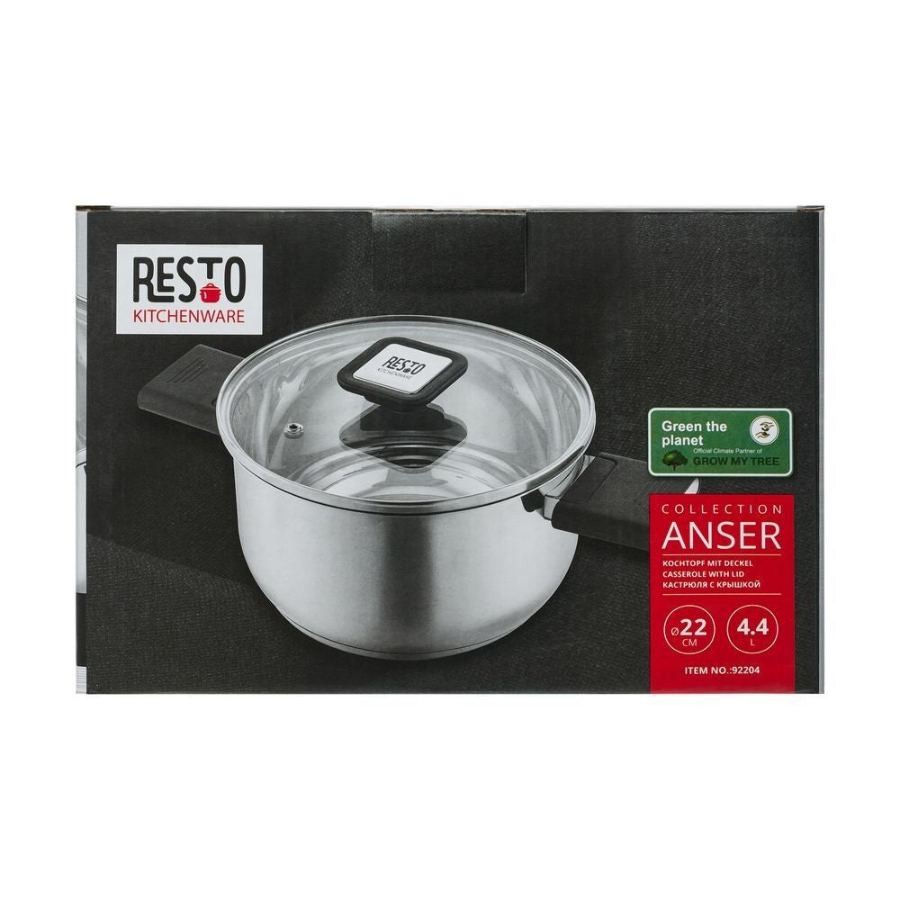 Resto Kitchenware ANSER Casserole with lid Stainless Steel 16/18cm/20cm/22cm/24cm