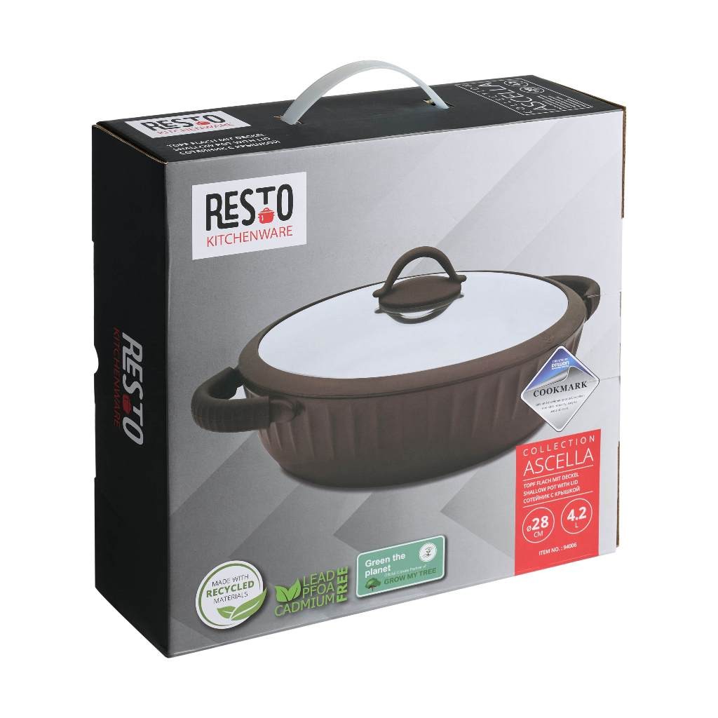 Resto Kitchenware 94006 Ascella Shallow Pot With Lid Diameter=28CM H=7.9CM 4.2L