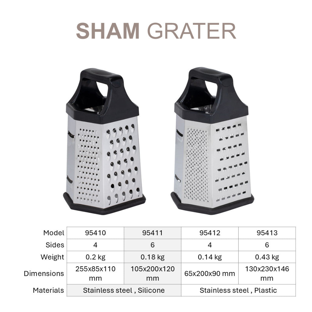 Resto Kitchenware Sham Grater, 4/6 sides with Containers