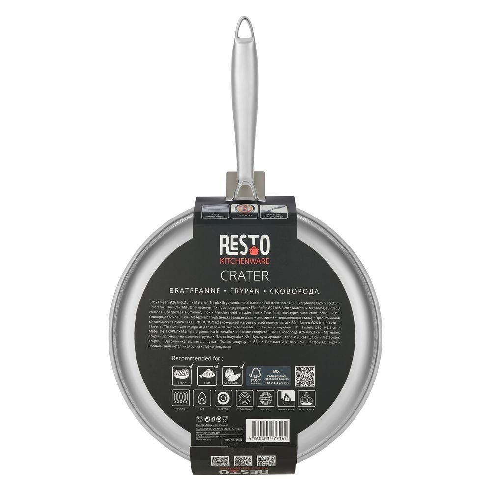 Resto Kitchenware CRATER Frypan Tri-ply Stainless Steel 24cm/26cm/28cm
