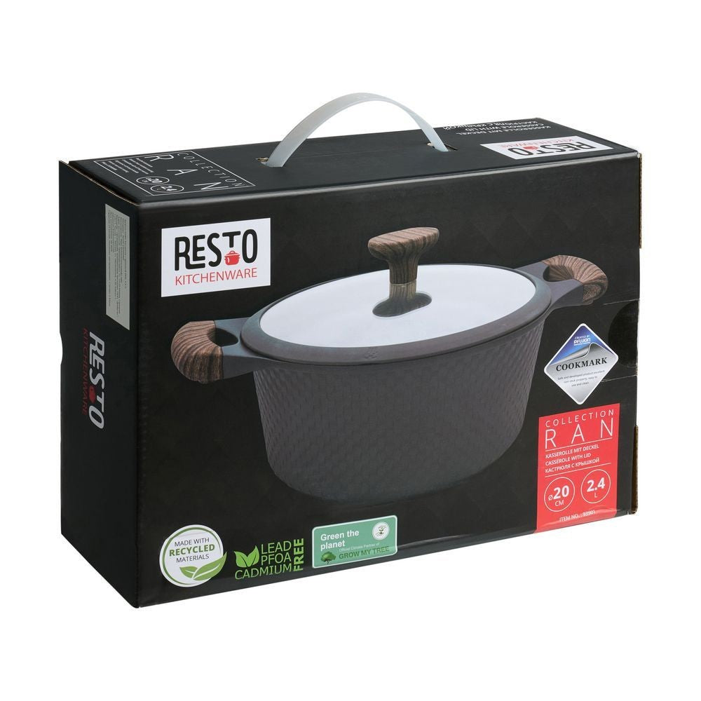 Resto Kitchenware Ran Black Casserole With Lid 2.4L/4.2L