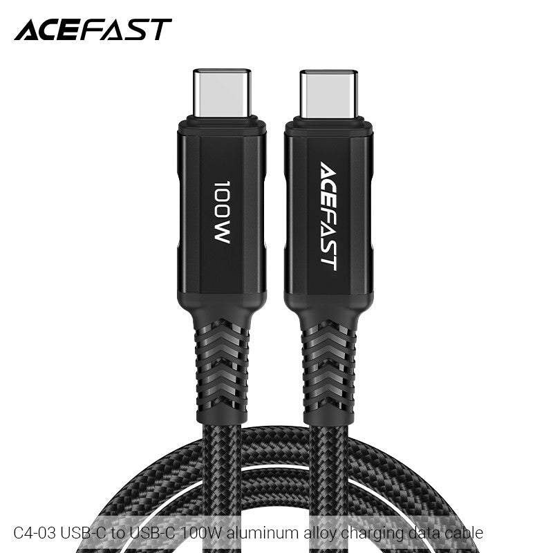 ACEFAST C4-03 USB-C to C 100W Aluminum Alloy Charging Data Cable (2m) - Black