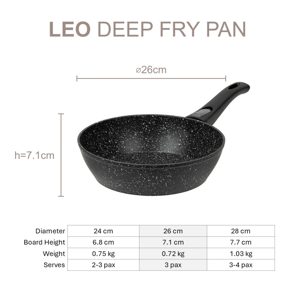 Resto Kitchenware Leo Deep Frypan 24cm/26cm/28cm
