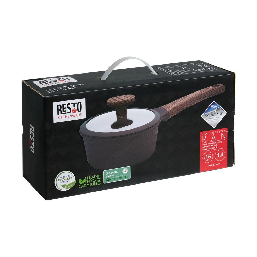 Resto Kitchenware 93900 Ran Black Saucepan With Lid Diameter=16CM H=7.9CM 1.3L