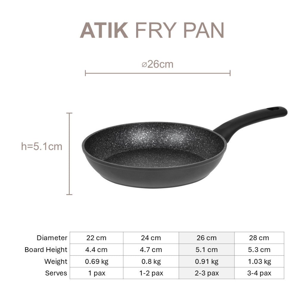 Resto Kitchenware ATIK 93401 Frypan 22cm/24cm/26cm/28cm