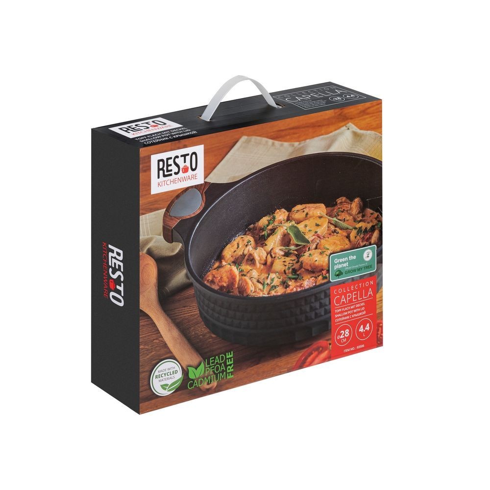 Resto Kitchenware CAPELLA 93506 Shallow pot with lid ⌀28 cm, h=8.0cm, 4.4L