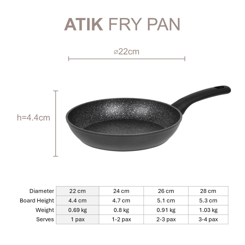 Resto Kitchenware ATIK 93401 Frypan 22cm/24cm/26cm/28cm