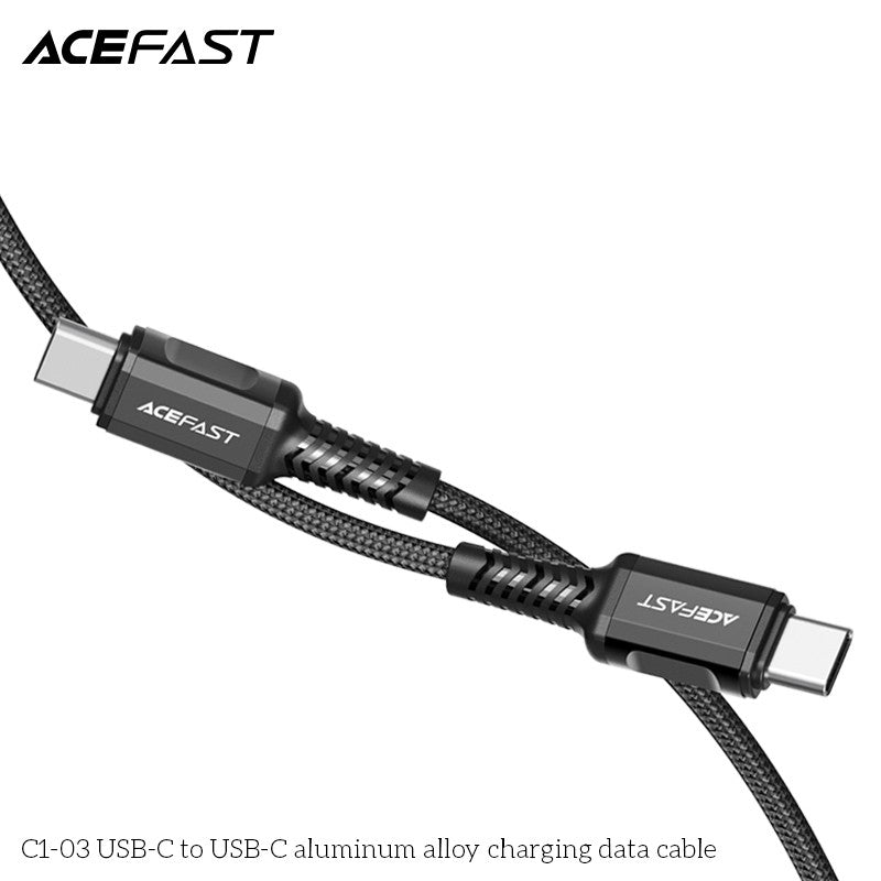 ACEFAST C1-03 USB-C to USB-C Aluminum Alloy Charging Data Cable (1.2m) - Black