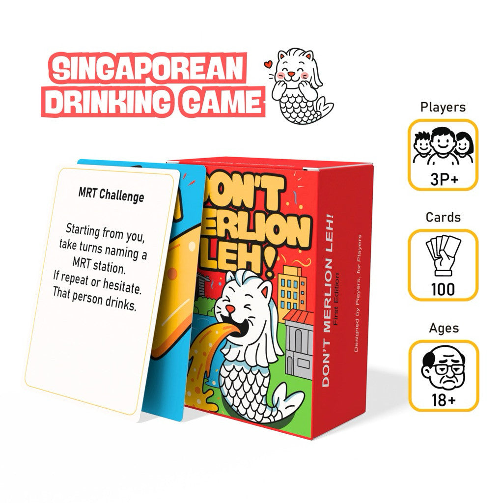 (SG Stock) Dont Merlion Leh! | Singaporean Drinking Card Game | Funny Party Game | 18+ | 3+ Players