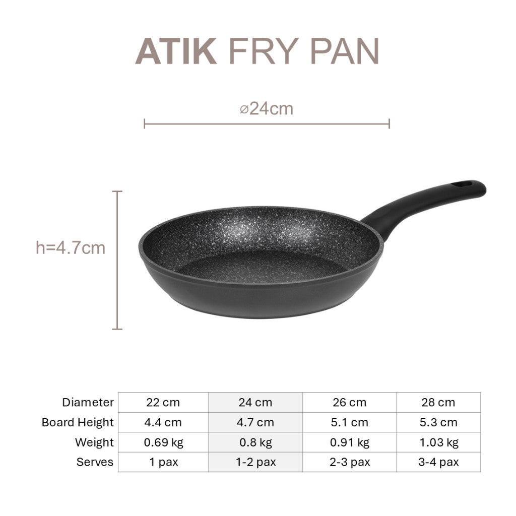 Resto Kitchenware ATIK 93401 Frypan 22cm/24cm/26cm/28cm