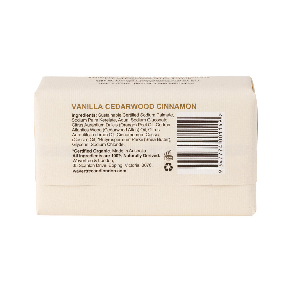 Wavertree & London Vanilla, Cedarwood & Cinnamon Soap Bar - 200g
