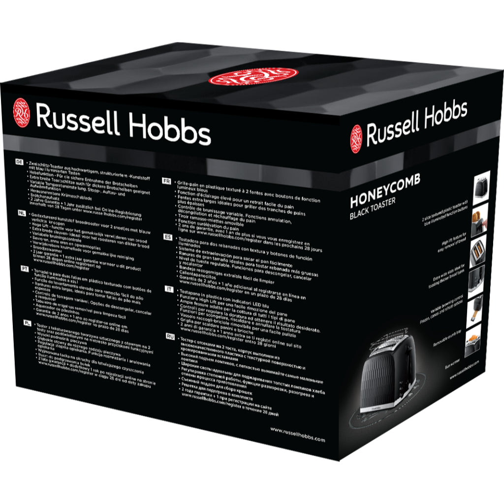 Russell Hobbs 26061-56 Honeycomb Black 2 Slice Toaster