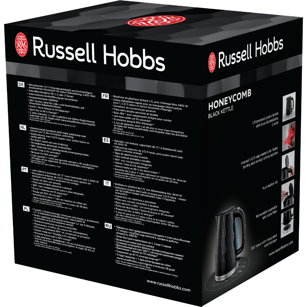 Russell Hobbs 26051-70 Honeycomb Black Kettle