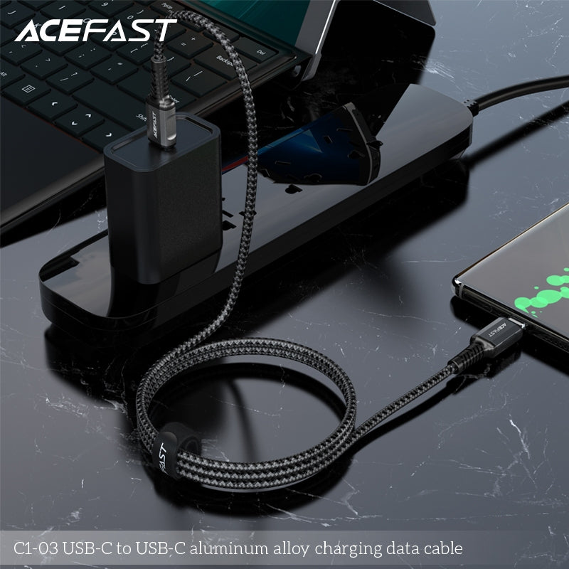 ACEFAST C1-03 USB-C to USB-C Aluminum Alloy Charging Data Cable (1.2m) - Black