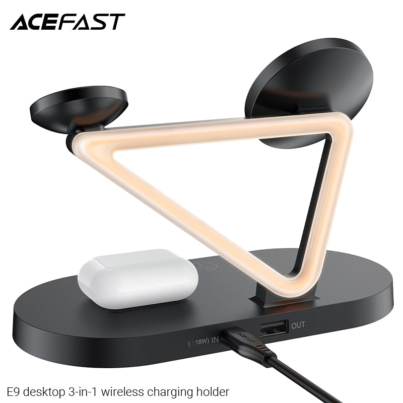 ACEFAST E9 Desktop 3-in-1 Wireless Charging Holder - Black