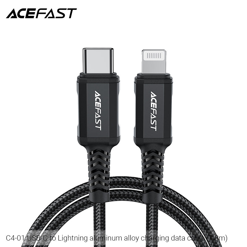 ACEFAST C4-01 USB-C to 30W Aluminum Alloy Charging Data Cable (1.8m) - Black