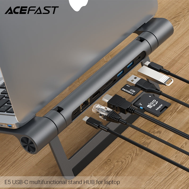 ACEFAST E5 PLUS USB-C Multi-functional Stand HUB for Laptop - Space Gray