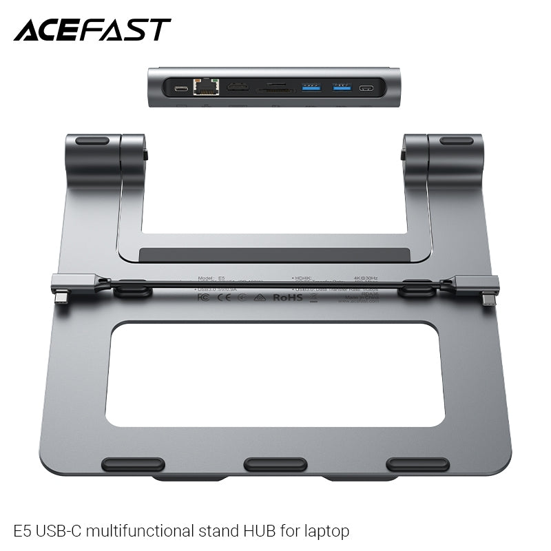 ACEFAST E5 PLUS USB-C Multi-functional Stand HUB for Laptop - Space Gray