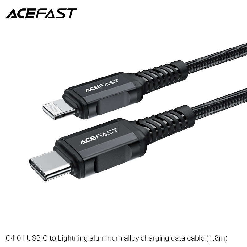 ACEFAST C4-01 USB-C to 30W Aluminum Alloy Charging Data Cable (1.8m) - Black