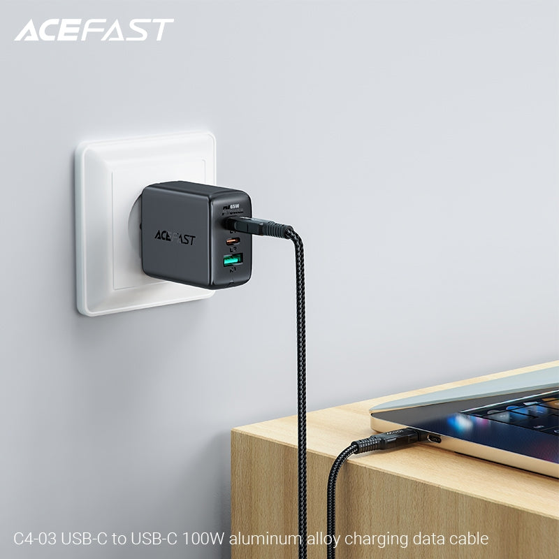 ACEFAST C4-03 USB-C to C 100W Aluminum Alloy Charging Data Cable (2m) - Black