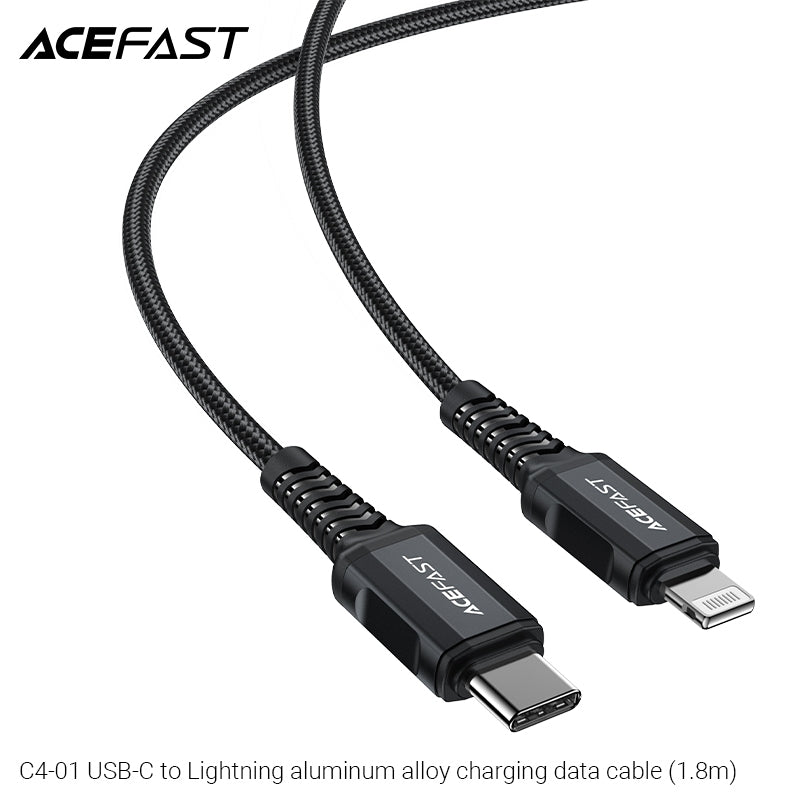 ACEFAST C4-01 USB-C to 30W Aluminum Alloy Charging Data Cable (1.8m) - Black