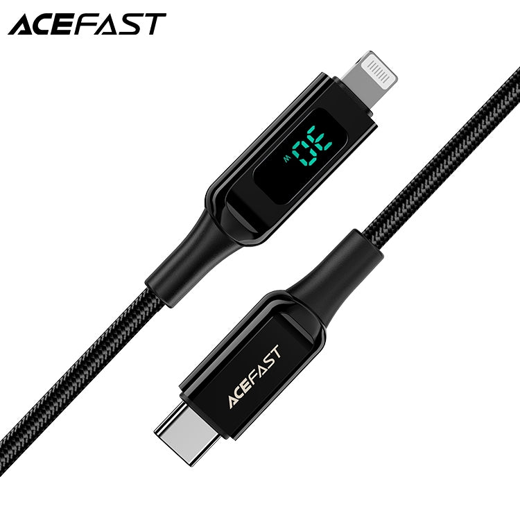 ACEFAST C6-01 USB-C to 30W Zinc Alloy Digital Display Braided Charging Data Cable (1.2m) - Black