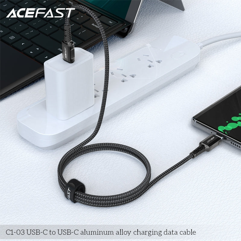ACEFAST C1-03 USB-C to USB-C Aluminum Alloy Charging Data Cable (1.2m) - Black