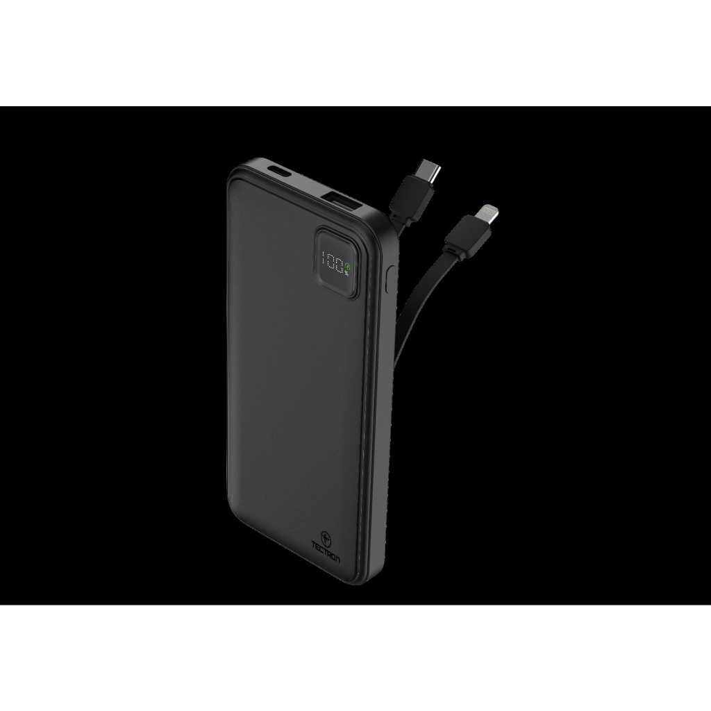 Tectron 10000mAH Fast Charge Power Bank with Built-in Cables