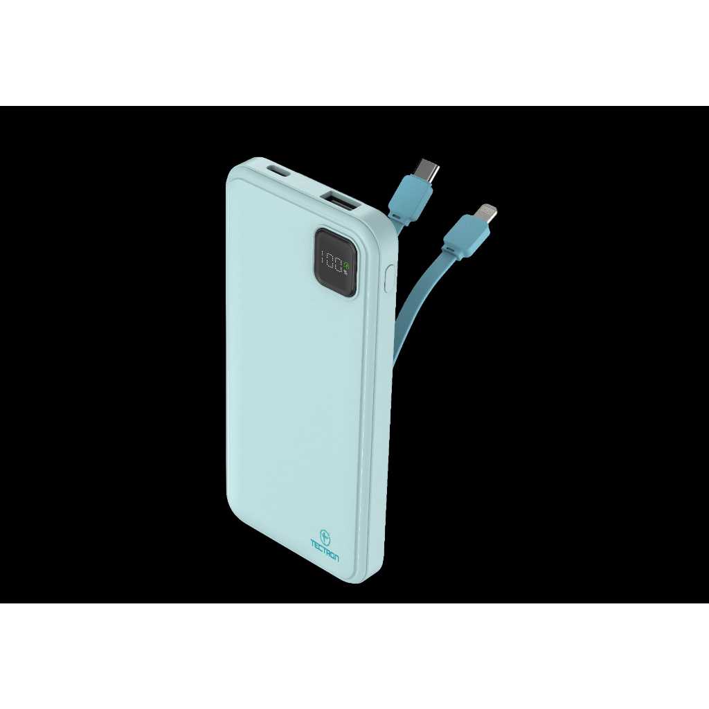 Tectron 10000mAH Fast Charge Power Bank with Built-in Cables