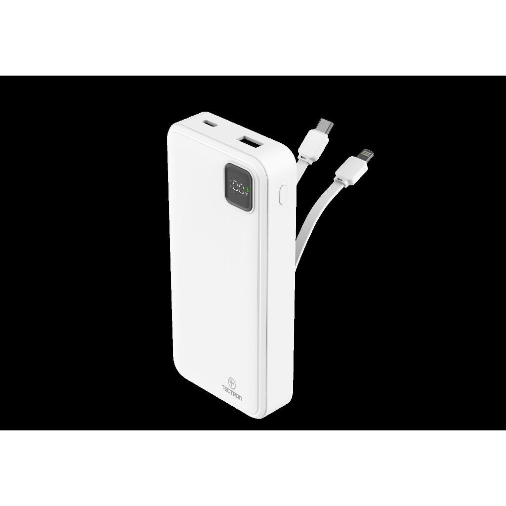Tectron 20000mAH Fast Charge Power Bank with Built-in Cables